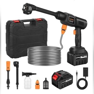 Portable Cordless Pressure Washer 600 PSI, 21V 3.0Ah Powered w/ 6-in-1 Nozzle
